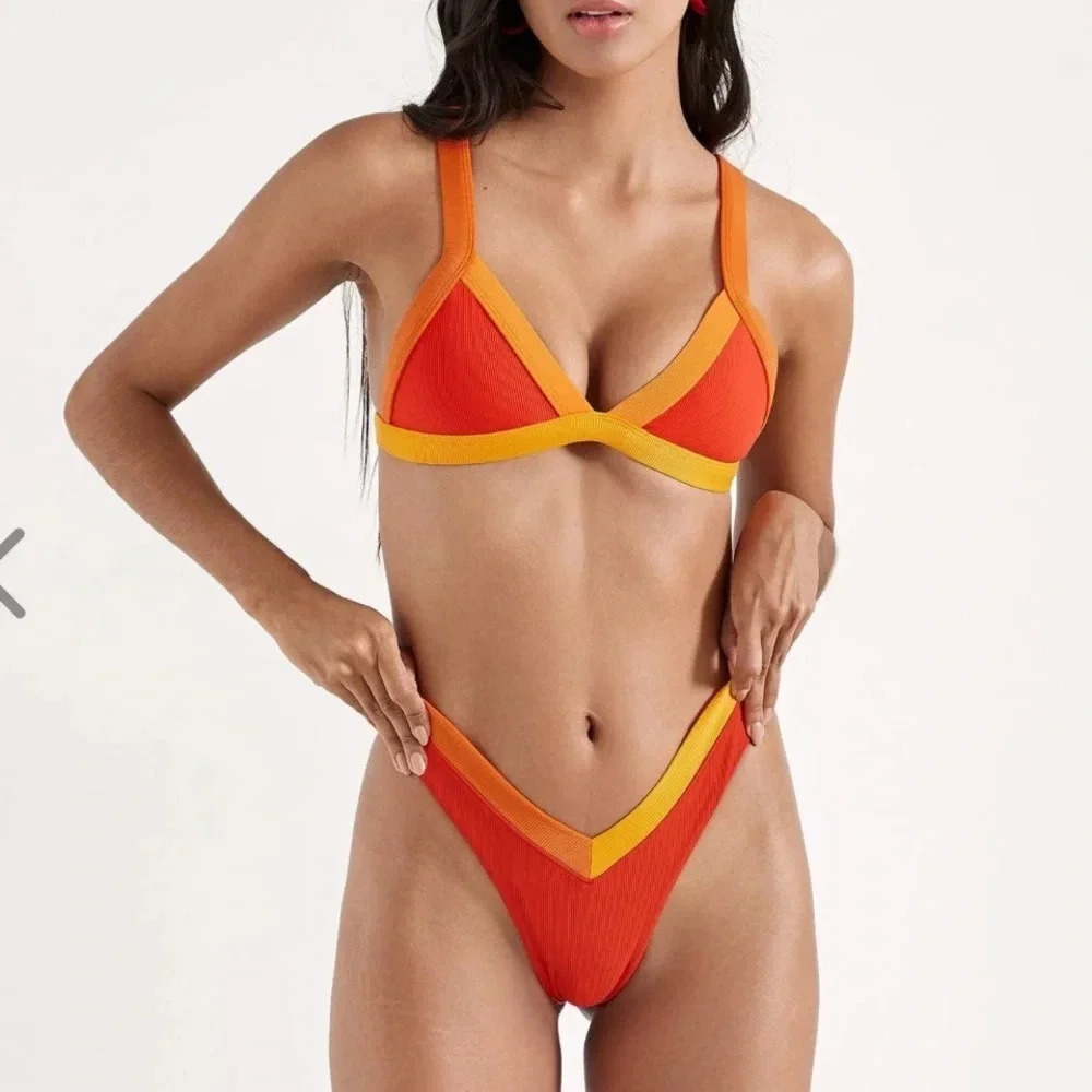 NWT OneOne Swimwear Bikini Set Cairo Fire Cute New Orange Red Jesse Kameron